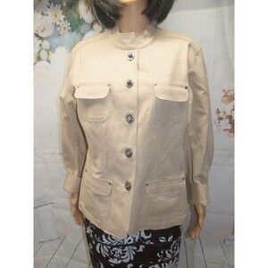 Chico's Midtown Moonscape Jacket Khaki Size 2 New With Tags Toggle Closure